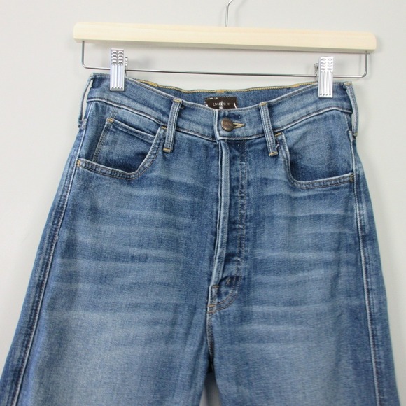 Mother The Tripper Weekender Fray Jeans Women 25 Light Wash Straight Button 524 - Picture 8 of 16